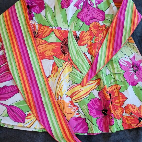 NINe West Womens Skirt Size 4 Colorful Floral Cotton Stretch Festival Boho 16489 - Picture 8 of 10